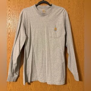 Carhartt Gray Long Sleeve Pocket Tee with Logo
